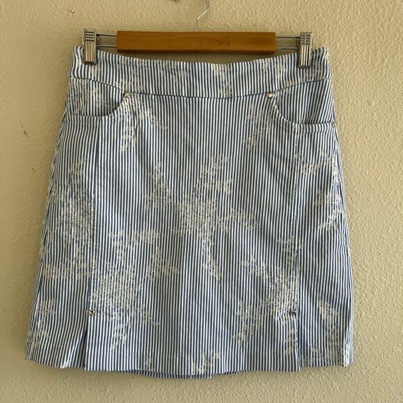 Tribal floral print striped mini skirt size 6 comfy‎ coquette romantic - Picture 1 of 10